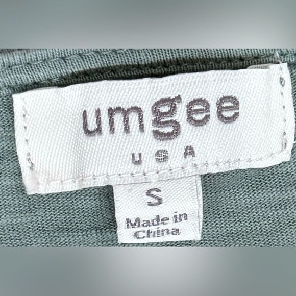 Umgee USA Frayed Detail Green Relaxed Fit Short Sleeve Cotton Tunic Top. Small. - Picture 7 of 9